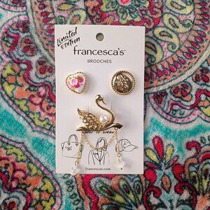NWT Francesca's Gold Anita Mixed Style Brooch Pin Set